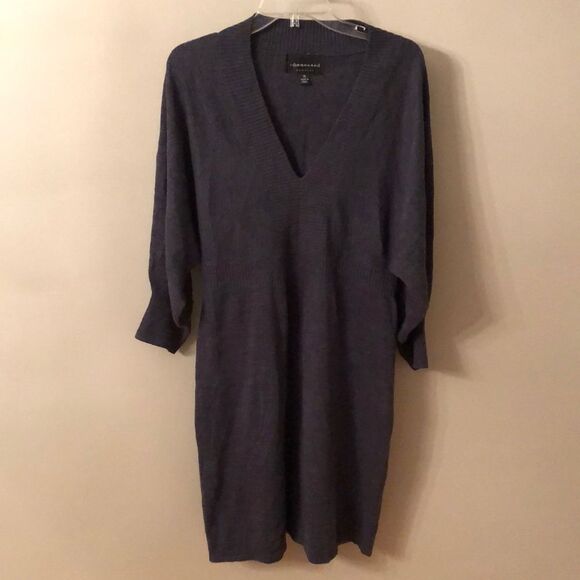 CONNECTED APPAREL SIZE XL BLUE GRAY WOOL V NECK DOLMAN SLEEVE SWEATER DRESS - Picture 2 of 8